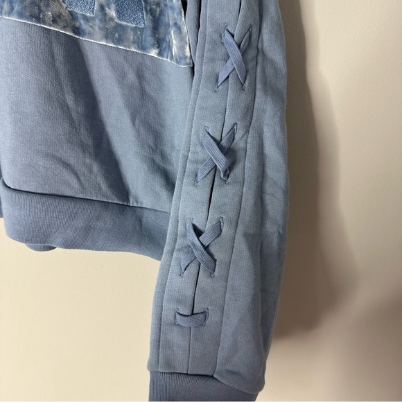 PINK Cropped Velvet Hoodie - Picture 3 of 5